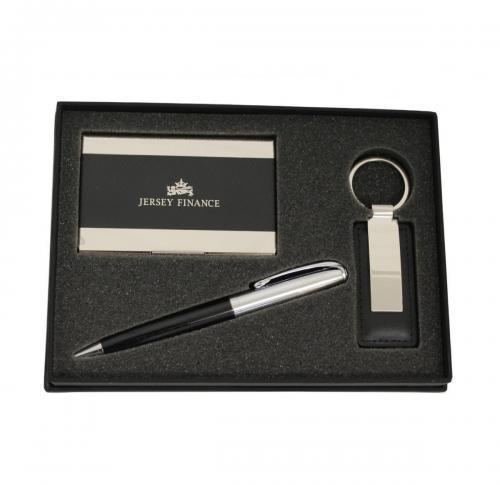 Custom Logo Corporate Gift Sets, Pen, Keyring Card Holder Padded Gift Box